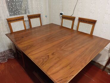 açılıb yığılan stol: Qonaq otağı üçün, İşlənmiş, Açılan, Dördbucaq masa, 8 stul, Türkiyə