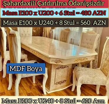 uşaq üçün divan: Qonaq otağı üçün, Yeni, Açılmayan, Dördbucaq masa, 6 stul, Azərbaycan