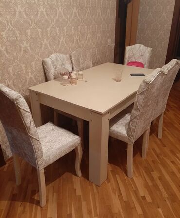 stol taxta: Для гостиной, Новый, Прямоугольный стол, 6 стульев, Азербайджан
