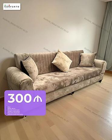 300: Divan – 300 ₼ - Ölçü: 250 sm - Mexanizm: açılan, bazalı (yataq — 1