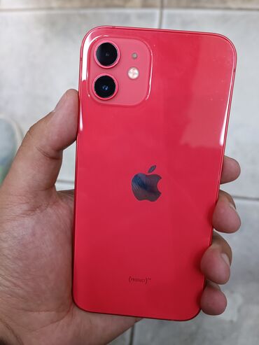 Apple iPhone: IPhone 12, Б/у, 64 ГБ, Красный, Защитное стекло, Чехол, 77 %