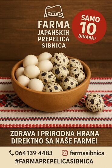 domace kozje mleko cena: U stalnoj ponudi uvek sveža i lekovita jaja japanskih prepelica. Cena