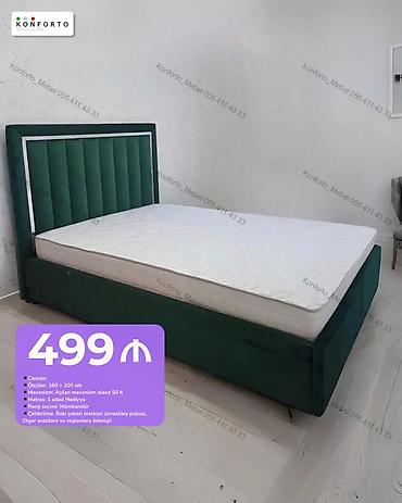 Çarpayı – 160 × 200 sm - Başlıq: Dərin yaşıl rəngdə, şaquli tikişli
