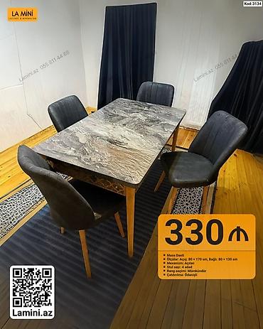 Mebel: Məhsul: Masa dəsti (Kod: 3134) - Tərkib: 1 ədəd açılan masa + 4 ədəd — 1