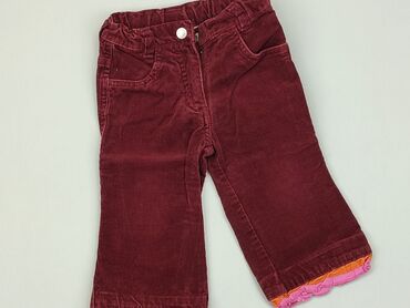 legginsy skórzane bordowe: Baby material trousers, 9-12 months, 74-80 cm, condition - Good