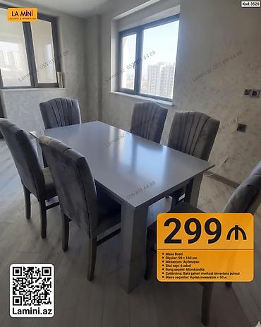Masa dəsti – La Mini - Dəst tərkibi: 1 masa + 6 ədəd stul - Masa