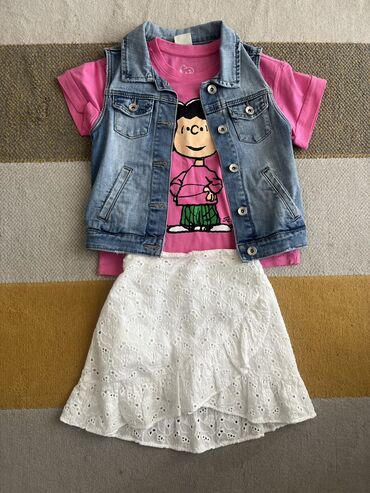 kompleti za devojcice: Zara, Set: T-shirt, Skirt, Vest, 128-134