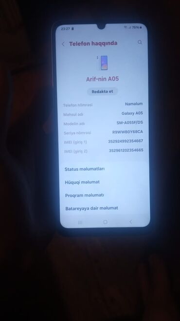 Samsung: Samsung Galaxy A05, 128 GB, rəng - Ağ, Düyməli, Sensor, Barmaq izi