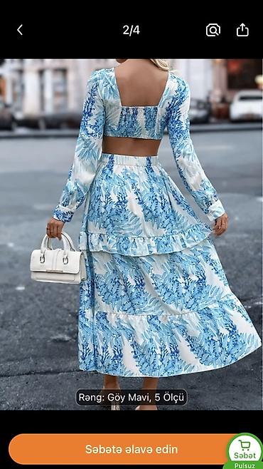 canağı aşağı donlar: Məhsul: Qadın paltar dəsti – uzun ətək və uzunqol crop top - Rəng — 2