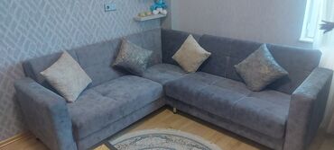 Угловой диван, Нераскладной, Без подьемного механизма, Велюровая ткань