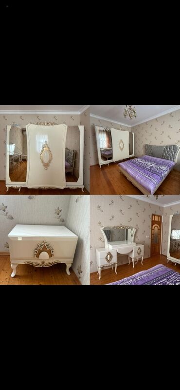 корпусная мебель в рассрочку: Двуспальная кровать, Шкаф, Трюмо, 2 тумбы, Б/у