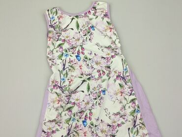 sukienka w kwiaty z bufiastymi rękawami: Sukienka, 9 lat, 128-134 cm, stan - Dobry