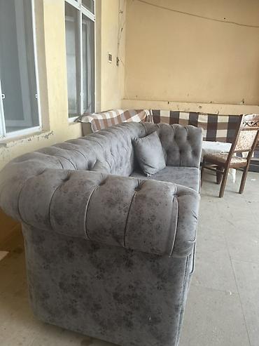 Divanlar: Xüsusi dizayn boz rəng Chesterfield üslublu divan - Üslub: Klassik — 4