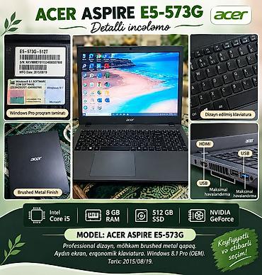 İşlənmiş Acer Aspire, 15.6 ", Intel Core i5, 512 GB, Ödənişli çatdırılma