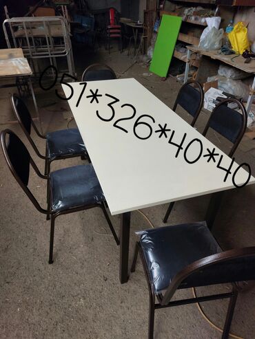 Masa və oturacaq dəstləri: Qonaq otağı üçün, Yeni, Açılan, Dördbucaq masa, 6 stul — 7