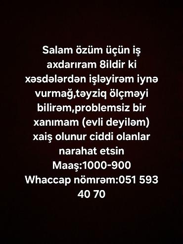 bakı iş elanları 2025: Təcrübəli tibb bacısı işi axtarılır. - 8 illik xəstəxana təcrübəsi - — 1