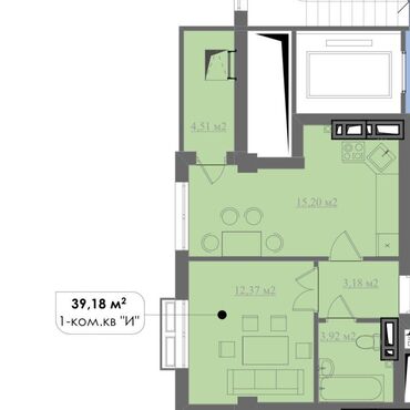 Продажа квартир: 1 комната, 39 м², Элитка, 10 этаж, ПСО (под самоотделку)