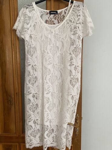 белый платье: Повседневное платье, Турция, Лето, Средняя модель, S (EU 36)