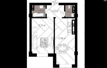 мега хаус: 1 комната, 42 м², Элитка, 6 этаж, ПСО (под самоотделку)
