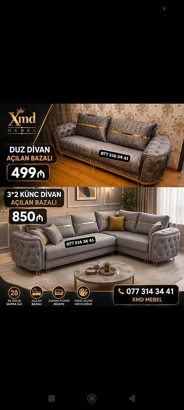 kukna mebli: XMD Mebel – Açılan bazalı divanlar - Düz divan, açılan bazalı – 499₼ — 1