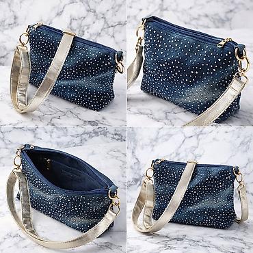 Torbe: Prelepa tašnica, teksas sa cirkonima uvoz francuska savrsena unikat — 1