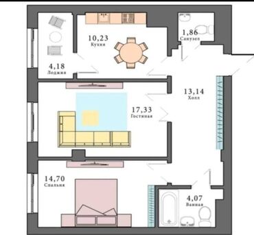 Продажа квартир: 2 комнаты, 65 м², Элитка, 4 этаж, ПСО (под самоотделку)