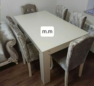 Masa və oturacaq dəstləri: Qonaq otağı üçün, Yeni, Açılmayan, Dördbucaq masa, 6 stul — 19