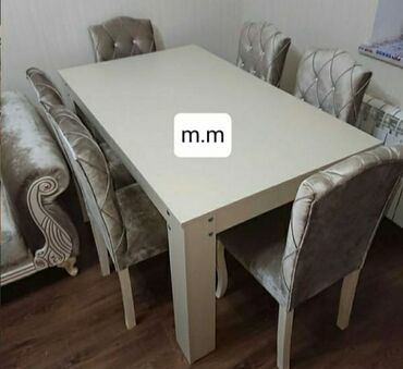 Masa və oturacaq dəstləri: Qonaq otağı üçün, Yeni, Açılmayan, Dördbucaq masa, 6 stul — 13