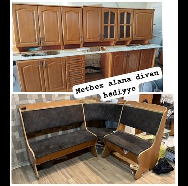 mətbəx mebelləri 2ci əl: Metbex mebeli satilir 290 azn + bazali metbex divani Hediyye 🎁