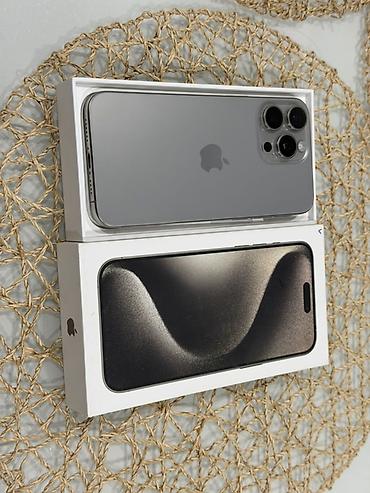 IPhone 15 Pro, Б/у, 256 ГБ, Natural Titanium, Защитное стекло, Коробка