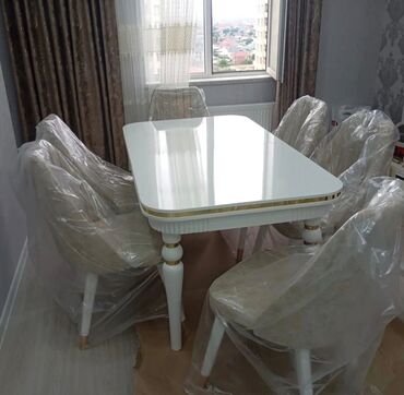 Masa və oturacaq dəstləri: Qonaq otağı üçün, Yeni, Açılan, Dördbucaq masa, 6 stul — 2