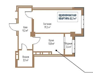 Продажа квартир: 1 комната, 45 м², Технопарк Элитка, 2 этаж, ПСО (под самоотделку) — 3