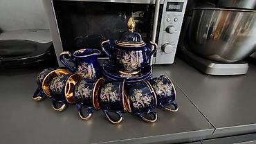 cay: Çay dəsti, rəng - Göy, Farfor, 6 nəfərlik — 1