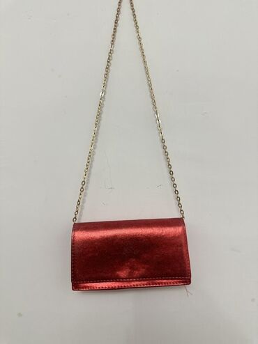 miu miu eynek: Qırmızı metalik mini çanta – zəncirli - Parlaq metalik qırmızı