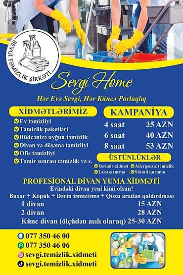 Təmizlik: Təmizlik | Evlər, Həyətlər, Ofislər | Çılçıraqların yuyulması və təmizlənməsi, Pəncərələrin, fasadların yuyulması, Təmirdən sonra təmizlik — 2