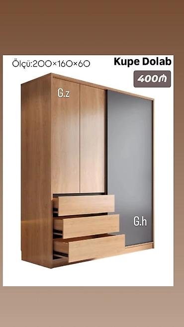 paneler: Kupe Dolab Ölçü: 200 × 160 × 60 sm - Slayd qapılı kupe tipli dolab - — 1