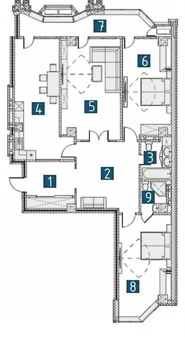 Продажа квартир: 3 комнаты, 132 м², Старый аэропорт Элитка, 15 этаж, ПСО (под самоотделку) — 2