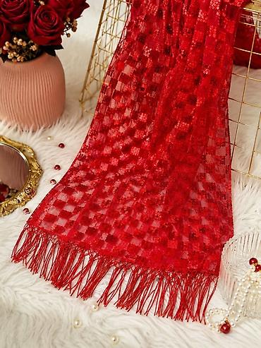 Qırmızı payetli şal - Material: nazik, şəffaf toxuma üzərində sıx lalafo.az -da Qırmızı payetli şal - Material: nazik, şəffaf toxuma üzərində sıx