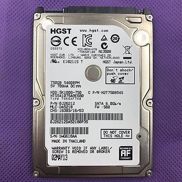 Комплектующие для ноутбуков: Hitachi markalı 750 GB daxili hard disk (HDD). Noutbuklar və 2.5" SATA — 1