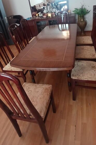 стол в стиле прованс: Qonaq otağı üçün, İşlənmiş, Dördbucaq masa, 8 stul