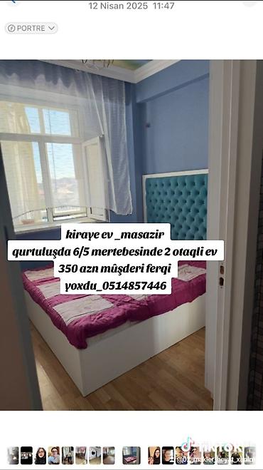 Uzunmüddətli kirayə mənzillər: Kiraye ev _masazir qurtuluşda 6/5 mertebesinde 2 otaqli ev 350 azn — 1