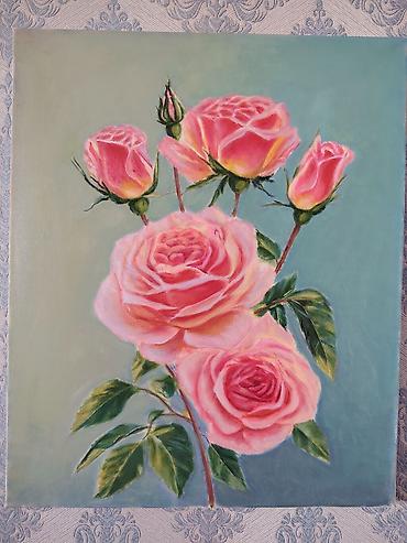 pastel destleri instagram: Yağlı boya tablo – “Çəhrayı Güllər” - Texnika: kətan üzərində yağlı — 2