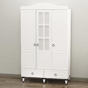 uşaq dolabi: Yeni, 3 qapılı, Siyirməli, Ağ, Açılan, Düz dolab — 1