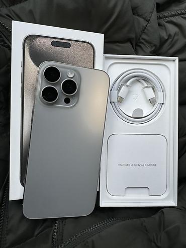 Apple iPhone: IPhone 15 Pro Max, Б/у, 256 ГБ, Natural Titanium, Коробка, 84 % — 1