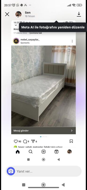 Çarpayılar: Yeni, Təknəfərlik çarpayı, Bazasız, Matras ilə, Siyirməsiz — 13