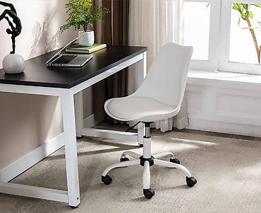 Kancelarijske stolice: Radna stolica na točkićima – bela - Moderan minimalistički dizajn — 4