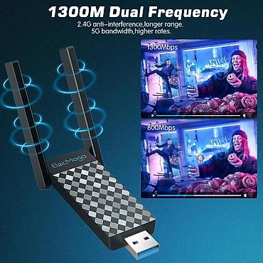 Modemi, ruteri i mrežni uređaji: USB Wi‑Fi adapter ElecMoga sa dvostrukom antenom i pojačanjem 5 dBi - — 2