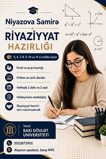 stomatologiya tibb bacisi: Repetitor, Riyaziyyat, İmtahanlara hazırlıq — 1