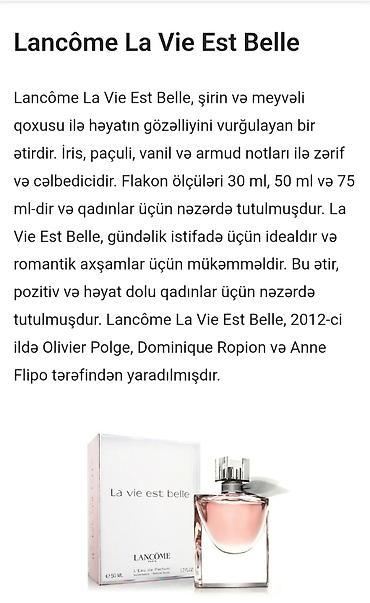 Gözəllik və sağlamlıq: La vie est belle qadın ətri orginal 10 ml satılır -25 azn.Maiden Anna — 2