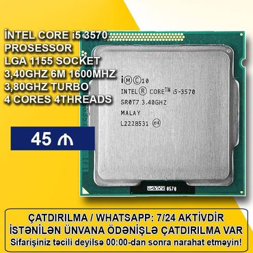 Masaüstü kompüterlər və iş stansiyaları: Prosessor Intel Core i5 Core i5 3570, 2-3 GHz, 4 nüvə, Yeni